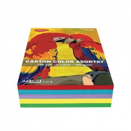 Carton color cn160 a4 250coli 5 cul. daco 160g/mp Daco imagine 2022 depozituldepapetarie.ro