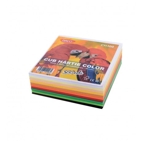 Cub hartie color 9x9cm 300coli 10cul. daco ch300