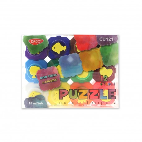 Culori tempera 12c 15ml puzzle daco cu121