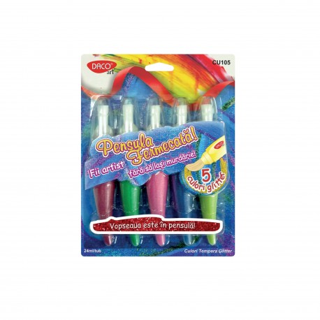 Culori tempera glitter pensula fermecata