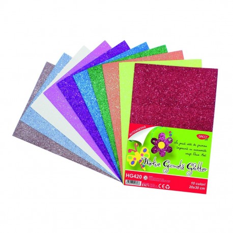 Hartie gumata aa glitter 20x30cm 10coli 10cul daco-hg420 