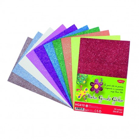 Hartie gumata glitter 20x30cm 10coli 10culori daco hg410 