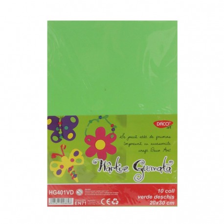 Hartie gumata 20x30 cm 10coli verde Daco hg401vd