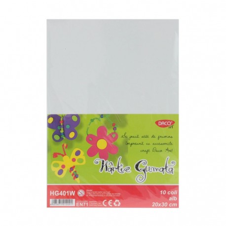 Hartie gumata 20x30 cm 10coli alba daco hg401w