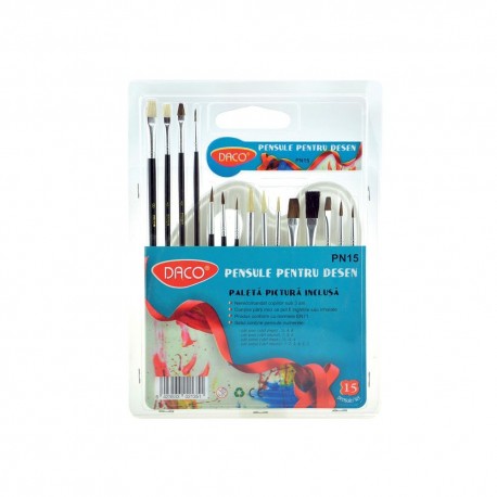 Pensula set 15 daco pn 15 - paleta acuarela inclusa