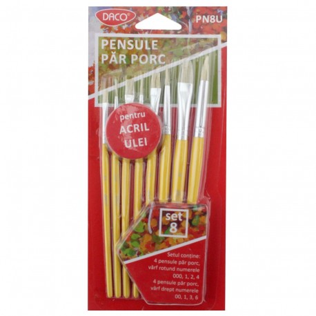 Pensule set 8 par porc daco pn8u