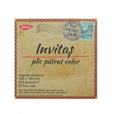 Plic 14x14 cm patrat color siliconic daco pc1414a
