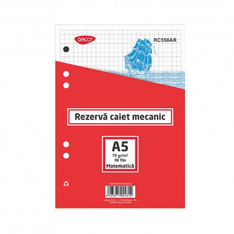 Rezerva caiet mecanic a5 50 file daco ar