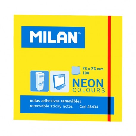 Bloc notes adeziv 76x76 neon galben