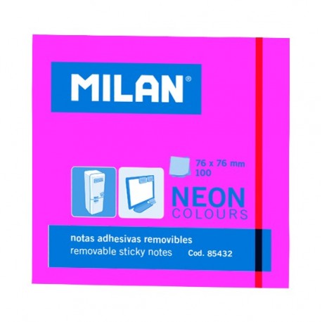 Bloc notes adeziv 76×76 neon roz MILAN