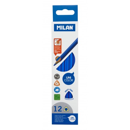 Creion color unicolor set 12 milan albastru