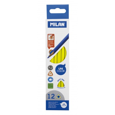 Creion color unicolor set 12 milan galben