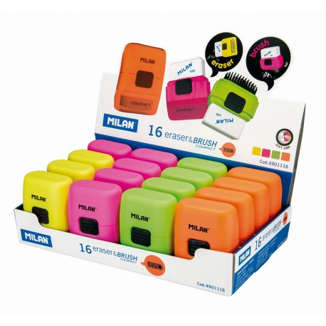 Radiera cu perie compact fluo milan