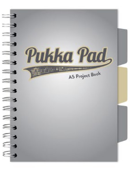 Caiet cu spirala si separatoare Pukka Pad Project Book  format A5  matematica  hartie 80g  3111(GY)-WPC