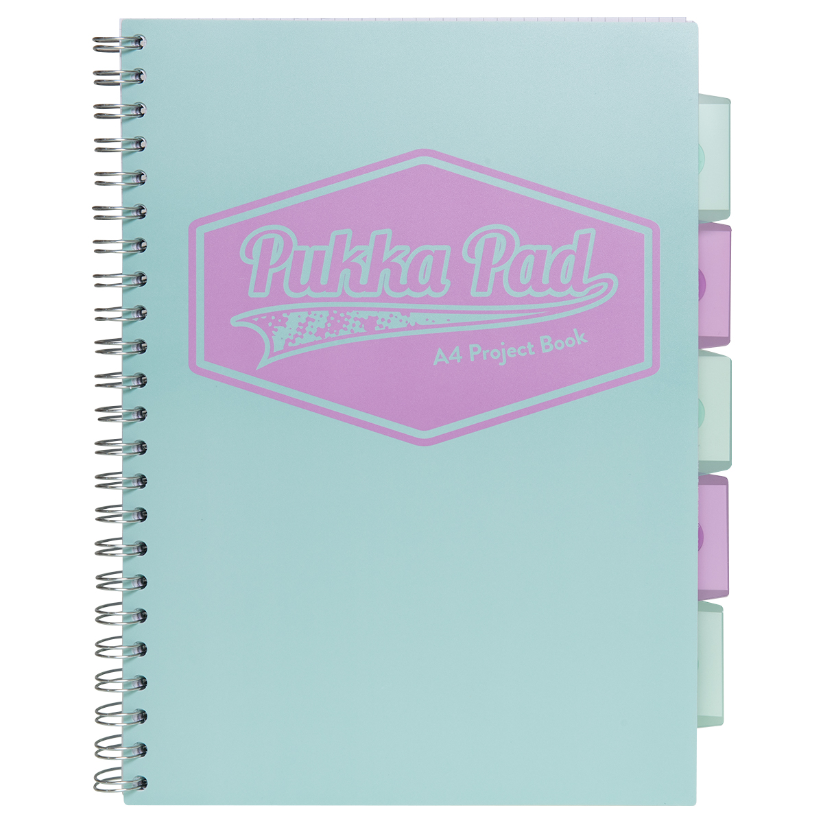 Caiet cu spirala si separatoare Pukka Project Book Pastel A4 Menta 8630S(TL)-PST