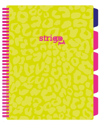 Caiet cu spirala si separatoare  STRIGO PADS Project Book Neon A4  Matematica  PADS010