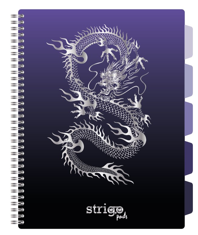 Caiet cu spirala si separatoare  STRIGO PADS Project Book DRAGON  A4  Matematica  PADS050
