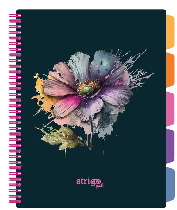 Caiet cu spirala si separatoare  STRIGO PADS Project Book Flori  A4  Matematica  PADS075