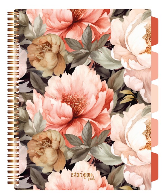 Caiet cu spirala si separatoare  STRIGO PADS Project Book Flori  A4  Matematica  PADS076