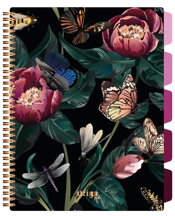 Caiet cu spirala si separatoare  STRIGO PADS Project Book Flori  A4  Matematica  PADS077