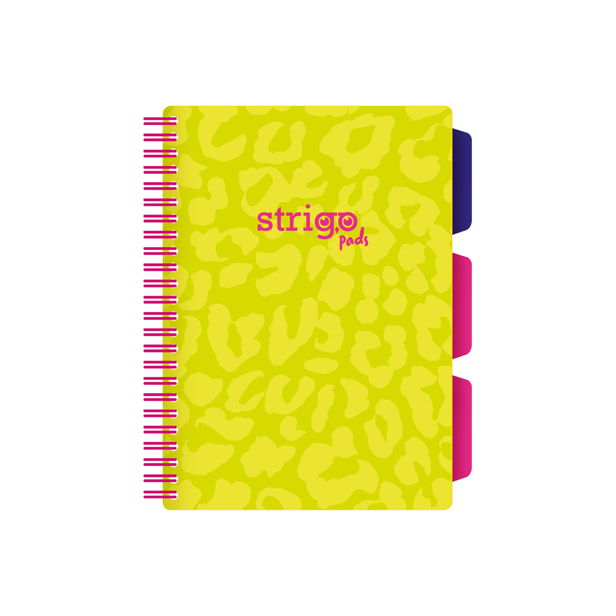Caiet cu spirala si separatoare  STRIGO PADS Project Book Neon  A5  Dictando  PADS088