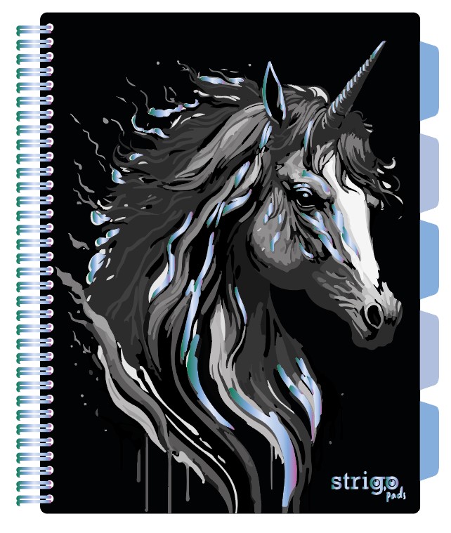 Caiet cu spirala si separatoare  STRIGO PADS Project Book UNICORN  A4  Dictando  PADS090