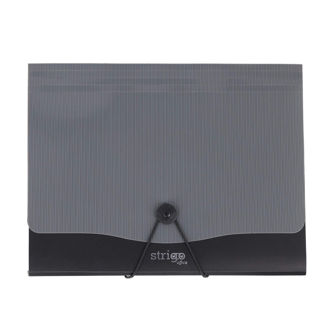 Mapa Strigo PP  A4  13 compartimente  inchidere cu elastic  clips metalic  gri SF052