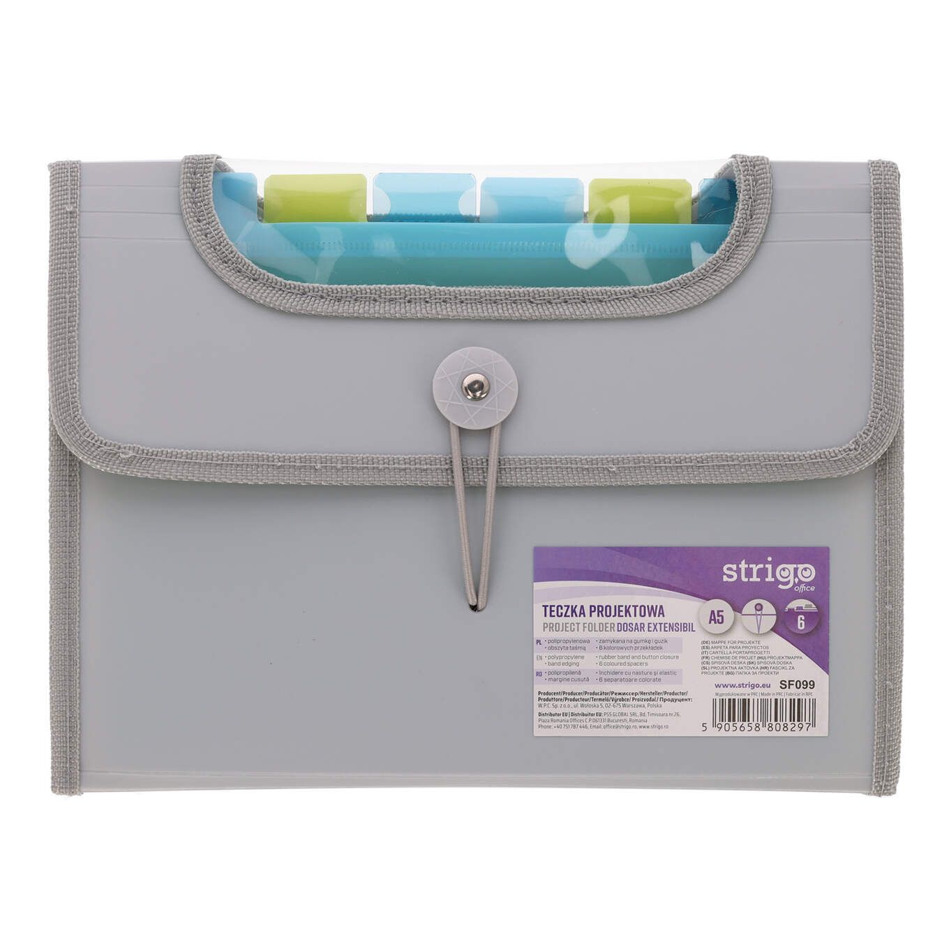 Mapa Strigo Plastic Extensibil A5  6 Compartimente  gri SF099
