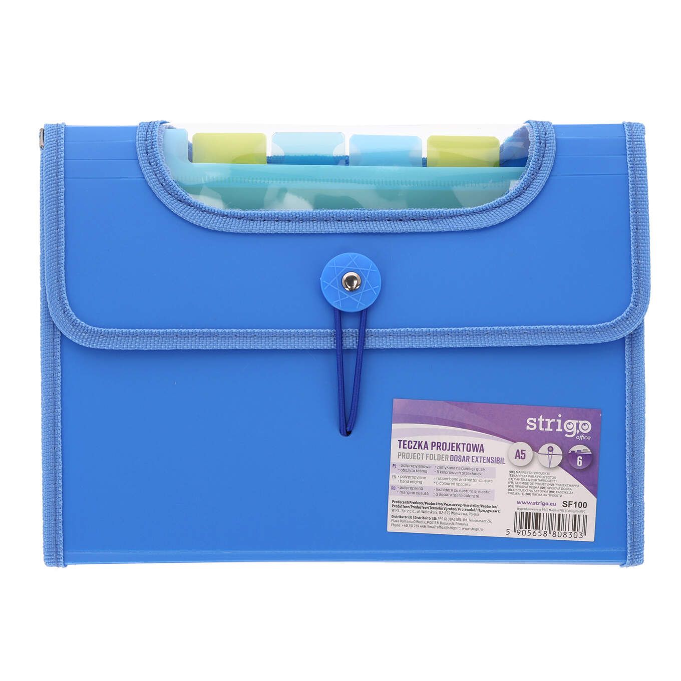 Mapa Strigo Plastic Extensibil A5  6 Compartimente  albastru SF100