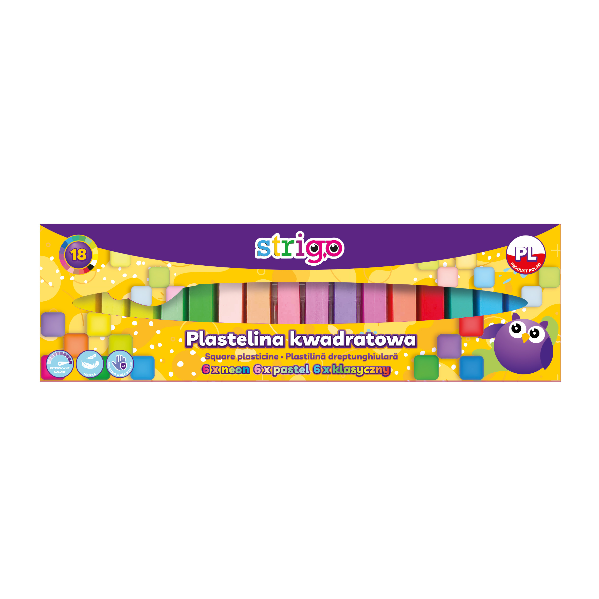 Plastilina Strigo 18 culori mix (6 x neon  6 x pastel  6 x clasice) SSC335