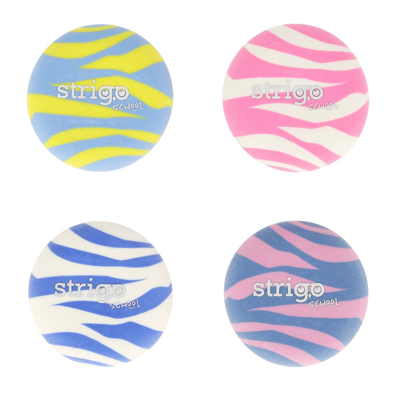 Guma de sters Strigo bicolora  forma rotunda  4 culori 48 buc/cutie SSC417