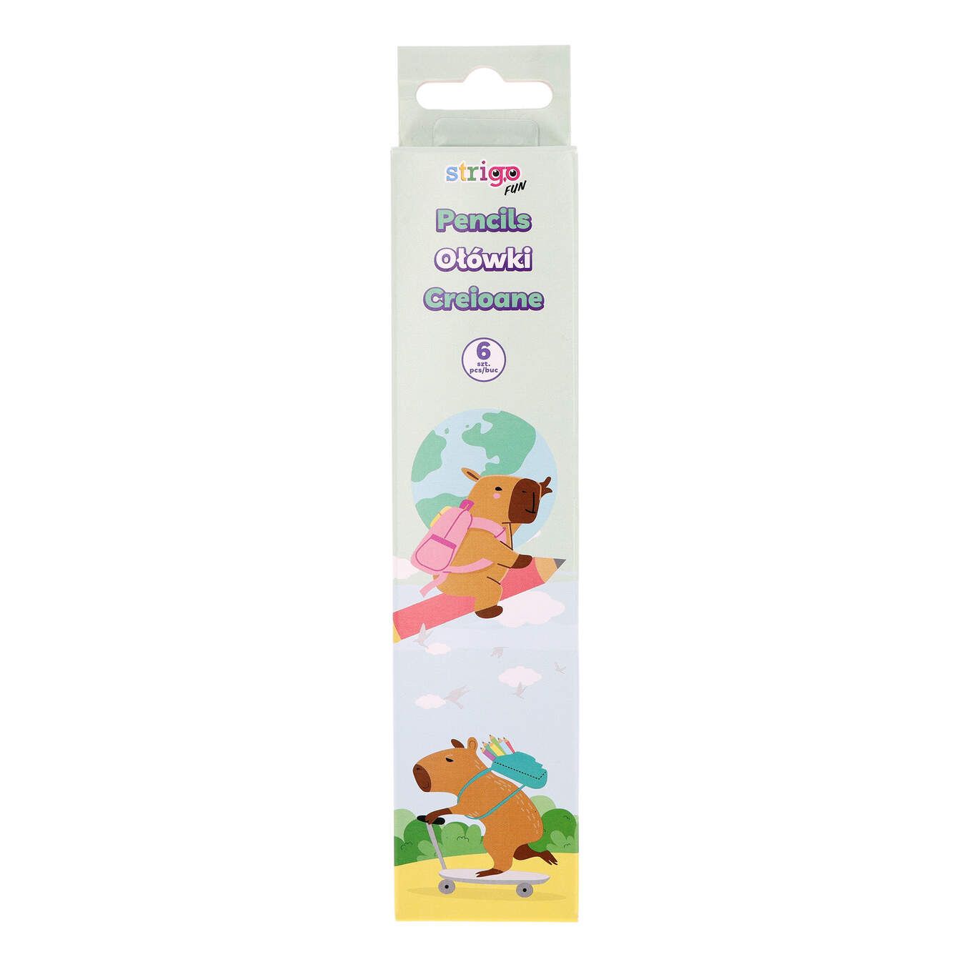 Set 6 creioane Strigo HB Pastel  cu guma de sters  Seria Capybara SSC501