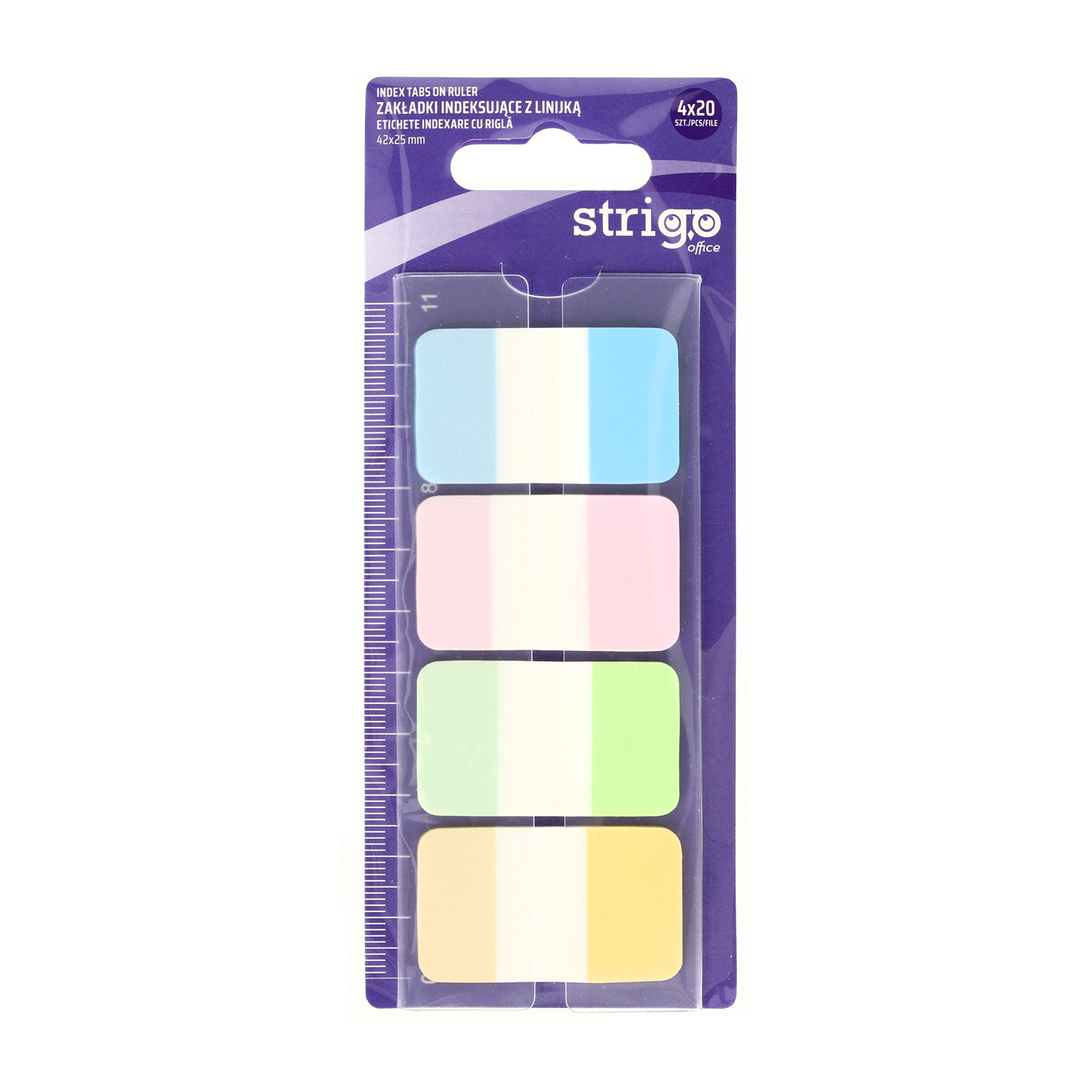 Etichete Indexare Strigo cu rigla 4x20 file  culori Pastel  42x25mm SSN018