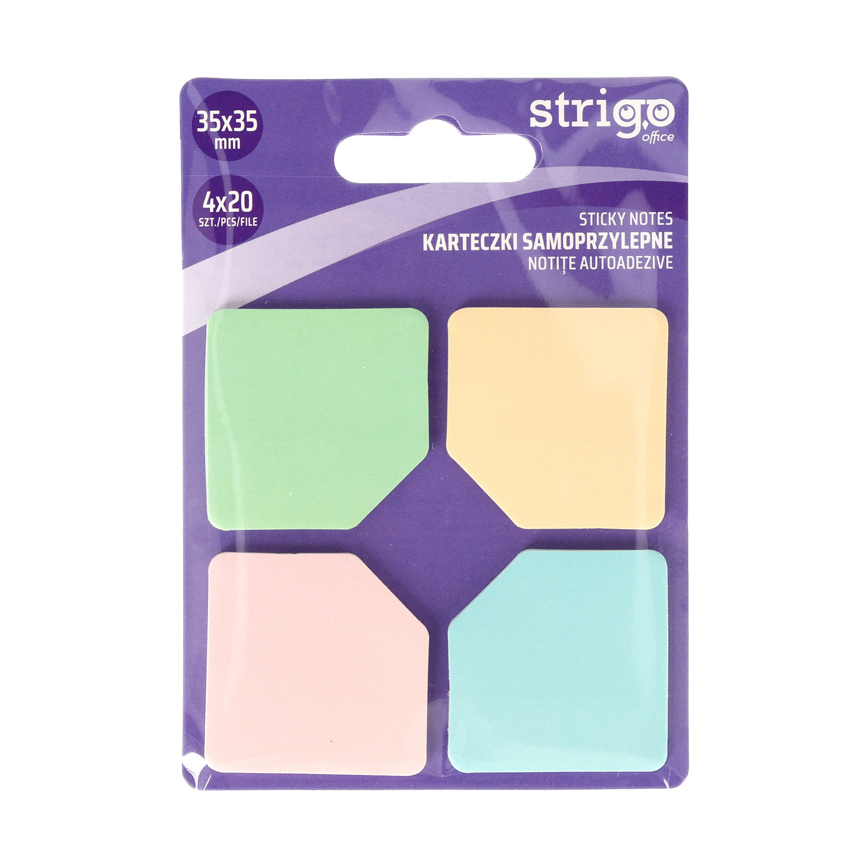 Notite autoadezive Strigo patrate  4x20 file pastel  35x35 mm SSN036