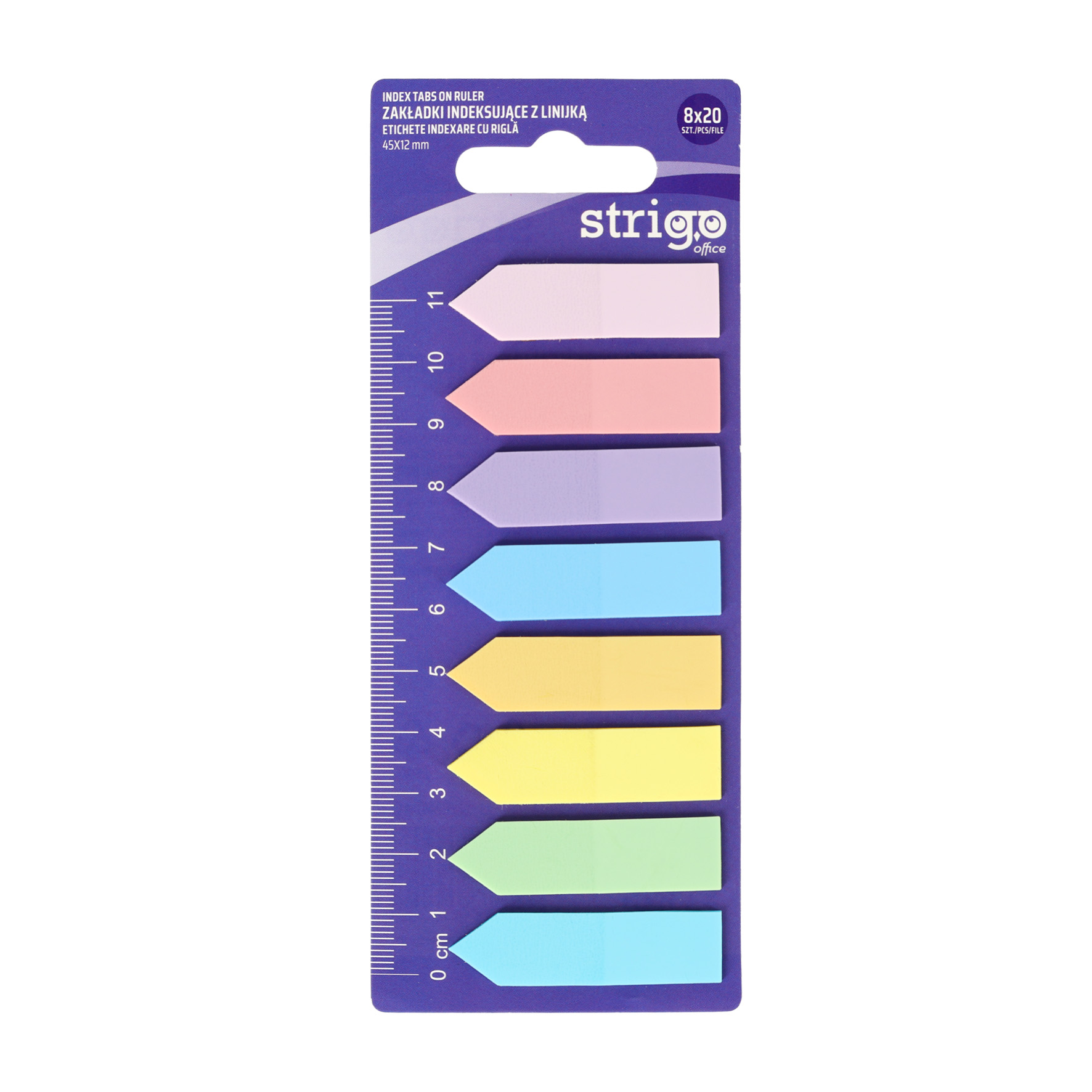 Etichete Indexare Strigo cu rigla 8x20 file  culori Pastel  45x12mm SSN040