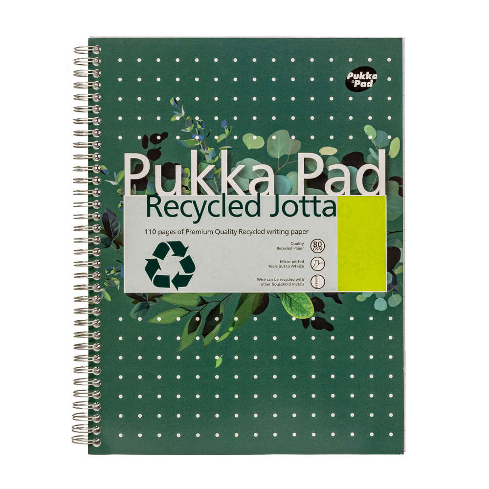 Caiet cu spirala Pukka Pad Jotta Recycled  A4  dictando  110 pagini cu 4 perforatii indosariere