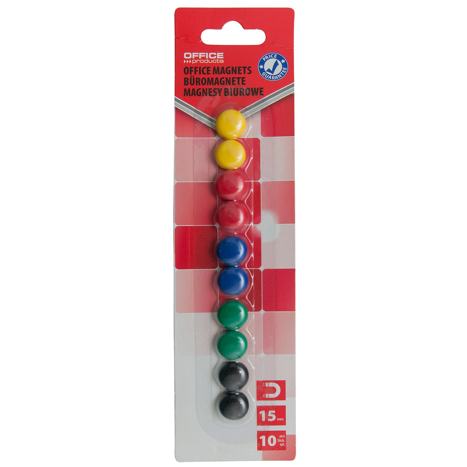 Magneti pentru table Office Products  15 mm  10 bucati/set  culori asortate