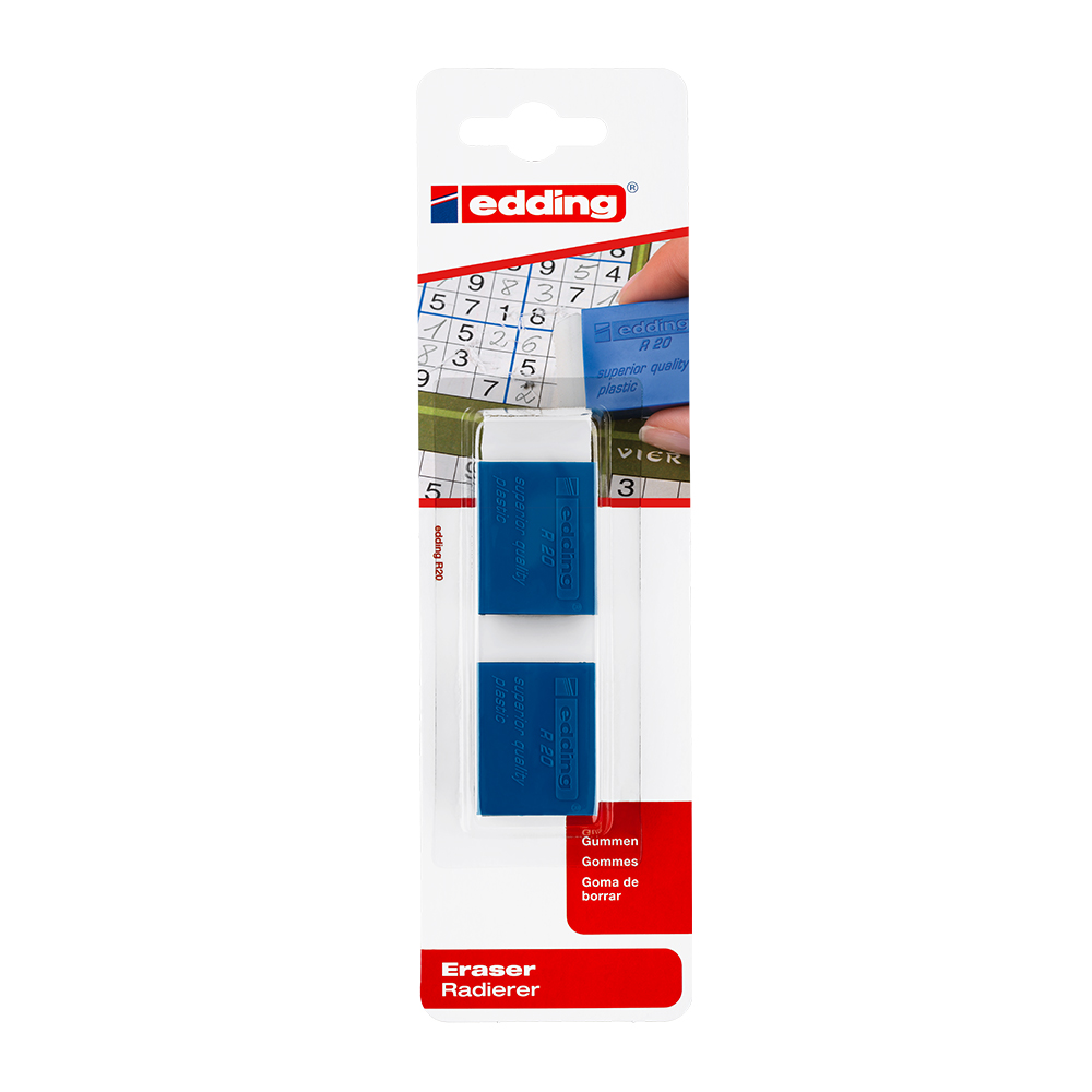 Radiera Edding R20  suport plastic  2 bucati/blister