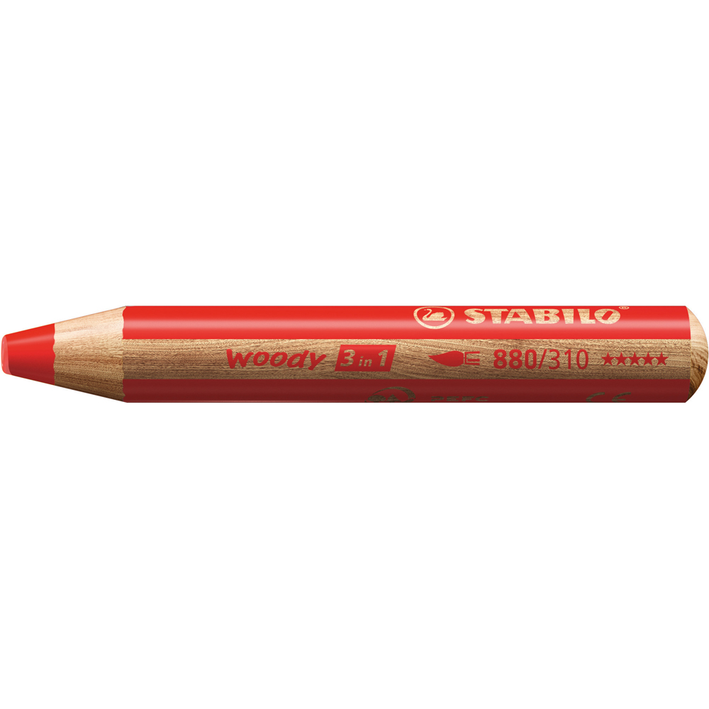 Creion colorat Stabilo Woody 3 in 1  10 mm  rosu