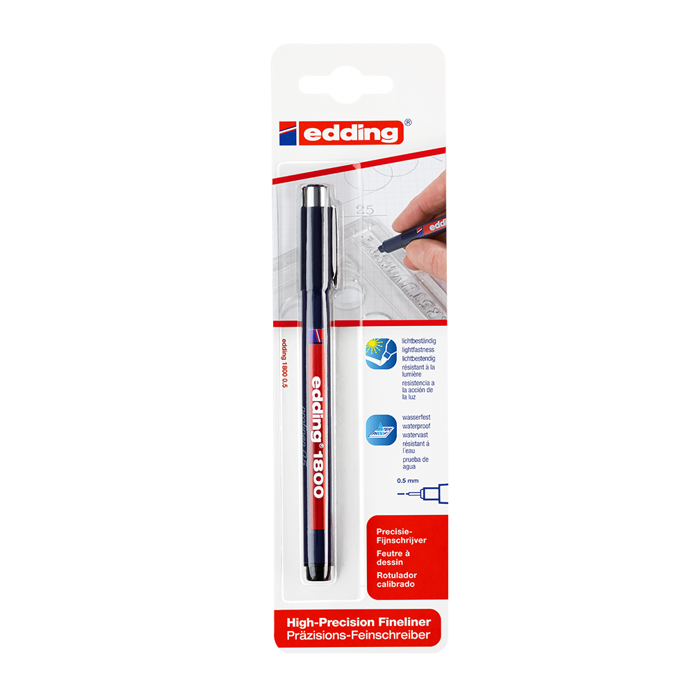 Liner Edding 1800 desen tehnic  varf 0.5 mm  negru  blister