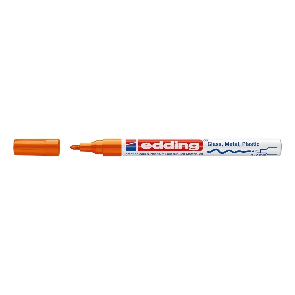 Marker permanent Edding 751 cu vopsea  corp metalic  varf rotund  1-2 mm  portocaliu