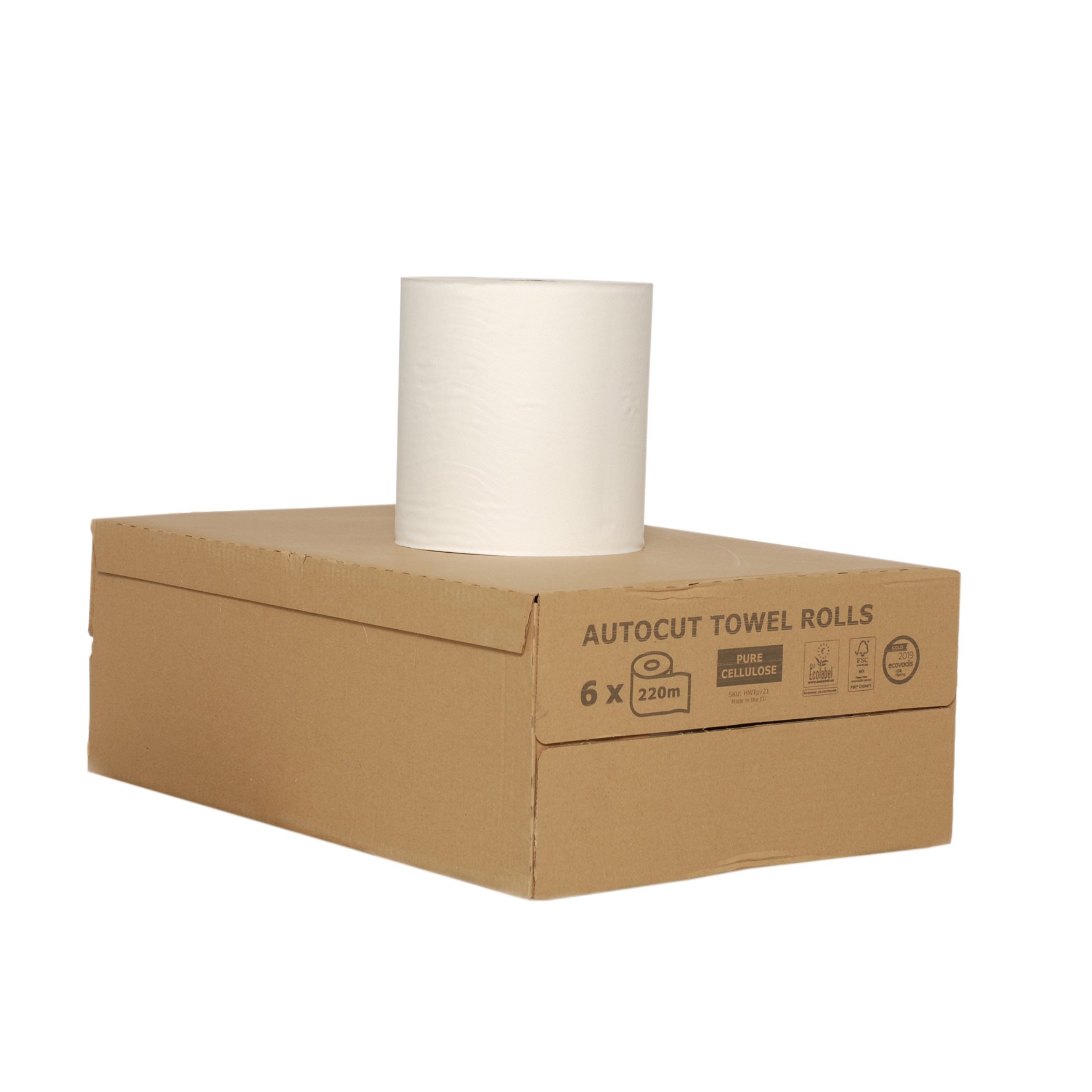 Rola prosop autocut  20.3 cm x 220 m  1 strat  alba  6 role/bax