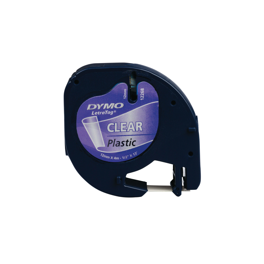 Banda Dymo Letratag plastic  alba  12 mm x 4 m
