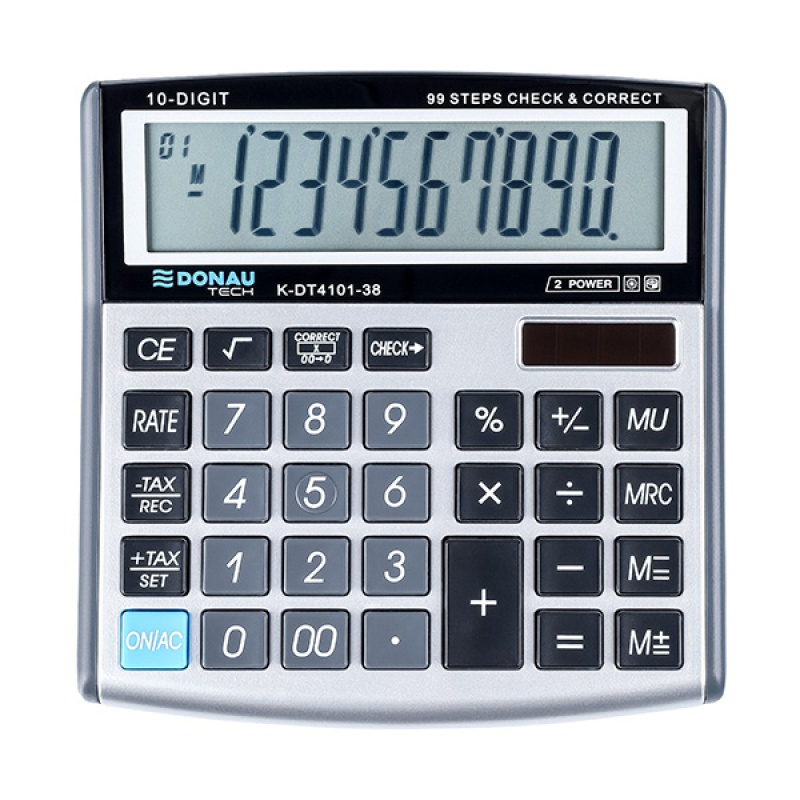 Calculator de birou Donau Tech  136 x 134 x 28 mm  10 digiti  argintiu
