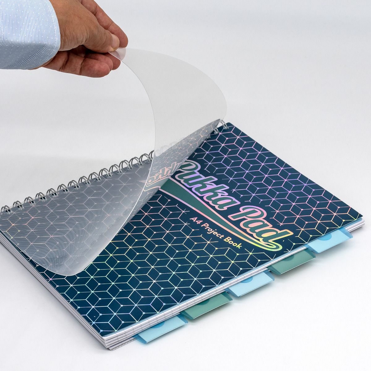 Caiet cu spirala si separatoare Pukka Pads Project Book Glee 200 pag  matematica  A4  albastru inchis