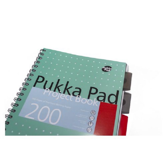 Caiet cu spirala si separatoare Pukka Pads Metallic Project Book dictando A4  microperforatii  200 pag  hartie 80 g  coperti cartonate