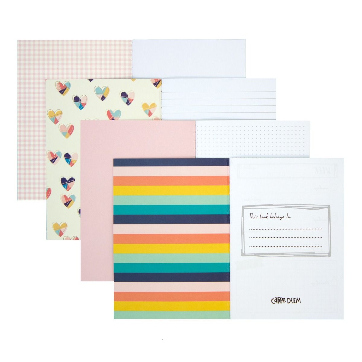 Set 4 caiete pukka pads carpe diem hearts a6 32 pag hartie 80 g compus din: 1 x planner saptamanal 1 x dictando 1 x punctat 1 x foi veline