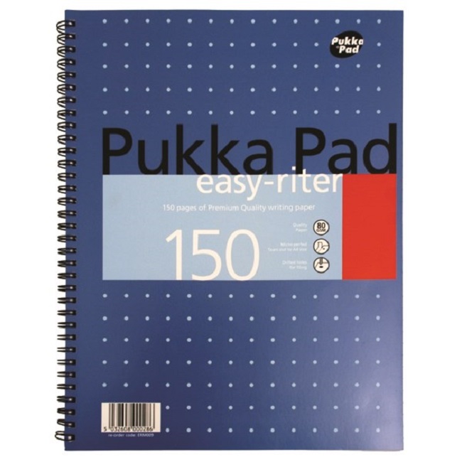 Caiet cu spirala dubla Pukka Pads Easy Writer A4+  150 pag  coperti tari