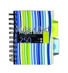 Set 2 caiete cu spirala si separatoare Pukka Pads Project Book Stripes A6 dictando roz/albastru 250 pag coperti PP