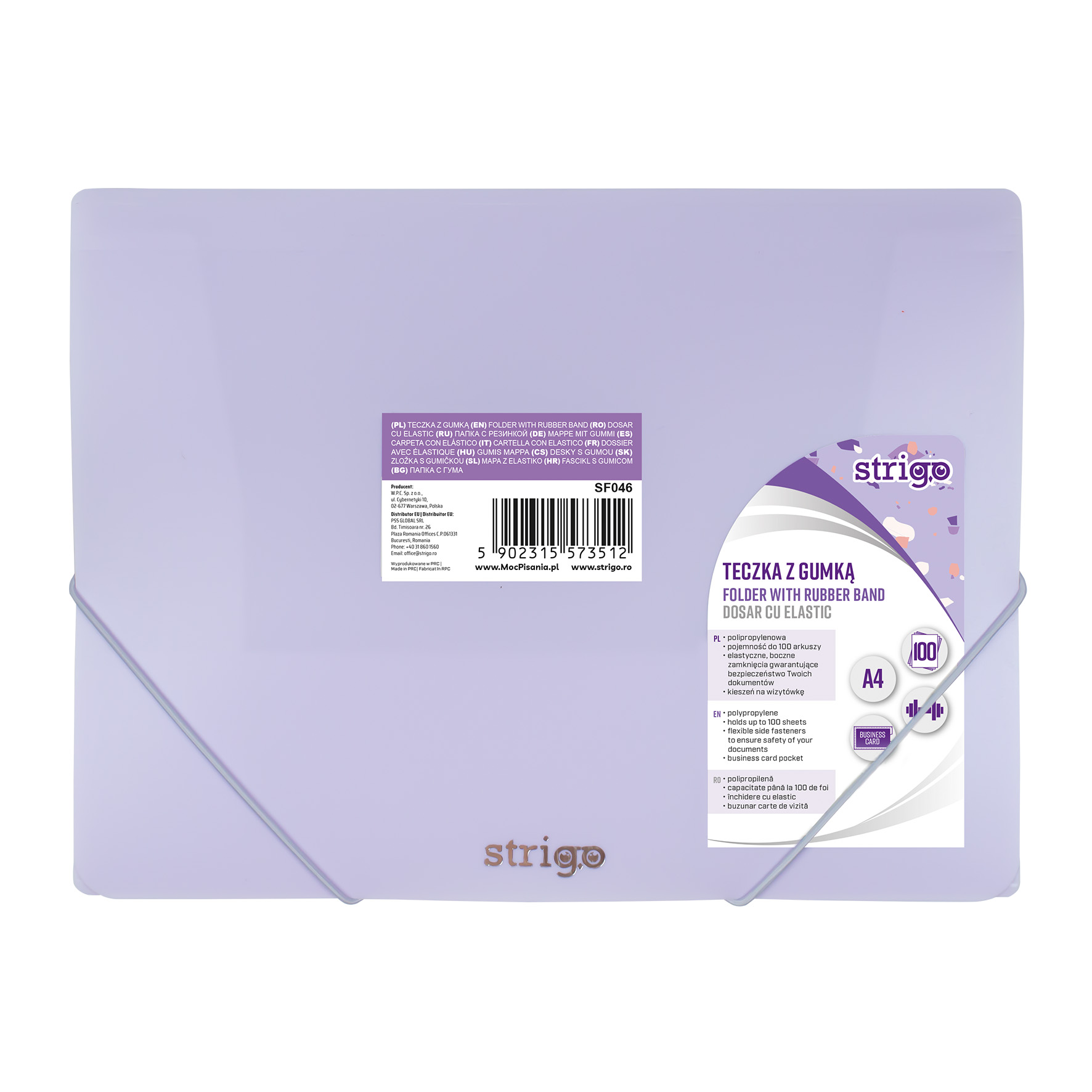 Mapa Strigo A4 cu elastic PASTEL LILIAC